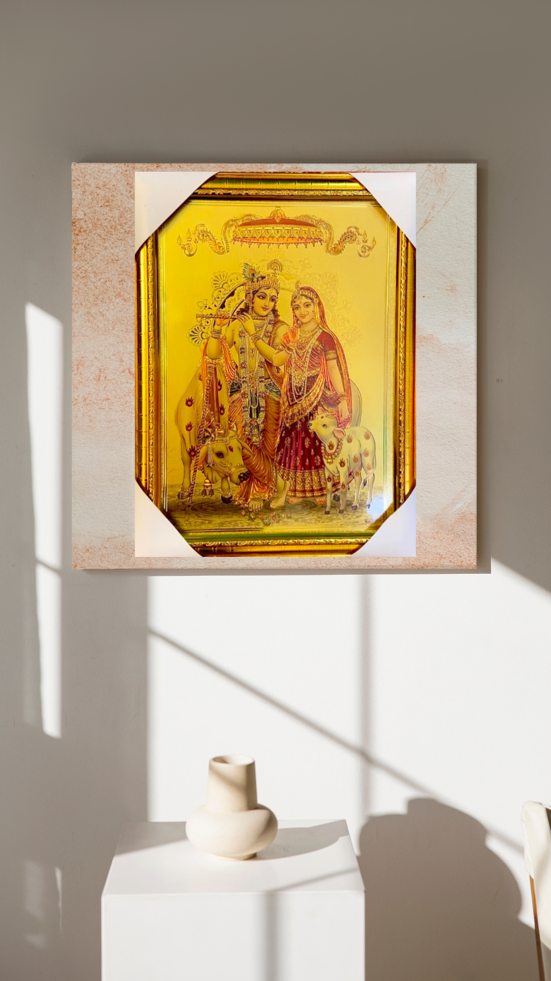 Radha krishna 24kt gold plated photo Frame