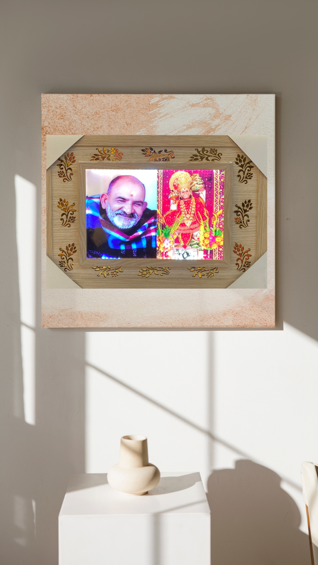 Neem karoli baba laser cut LED light photo frame with adaptor