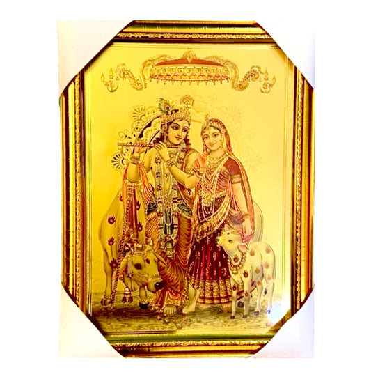 Radha krishna 24kt gold plated photo Frame