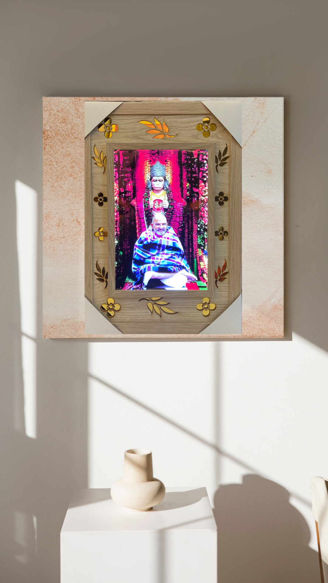 Neem karoli baba laser cut led light photo frame with adaptor