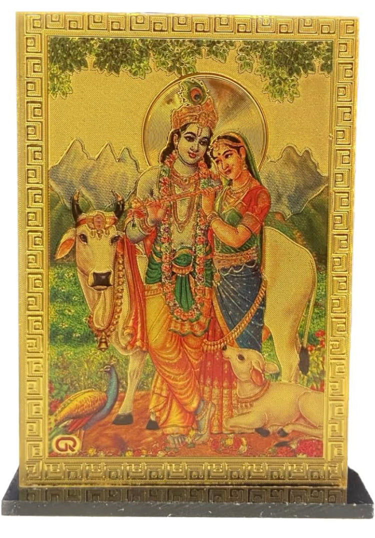 Radha krishna 24kt gold plated photo